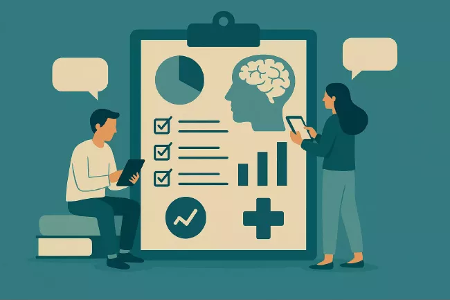 Illustration de personnes autour d'un sondage